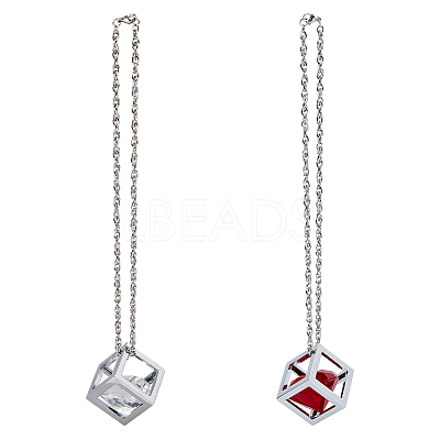 2 Sets 2 Colors Bling Diamond Cube Car Rear View Mirror Charms HJEW-DC0001-06-1