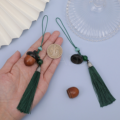 Sandalwood Acorn Pendants Decorations HJEW-WH0039-30-1