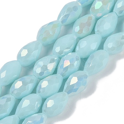 Opaque Solid Color Electroplate Glass Beads Strands EGLA-N013-P6mm-B11-1
