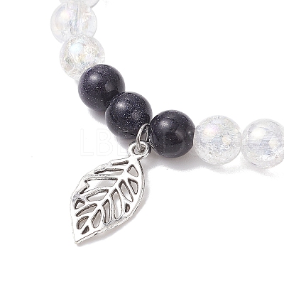 Leaf Alloy Charm Bracelets BJEW-JB12554-03-1