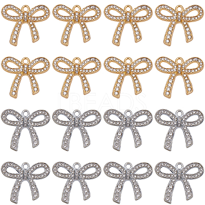 24Pcs 2 Colors Alloy Rhinestone Pendants ALRI-SC0001-46-1