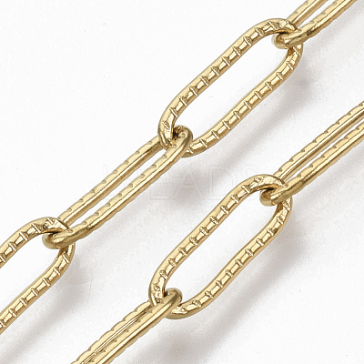 304 Stainless Steel Textured Paperclip Chains CHS-S006-JN954-2-1