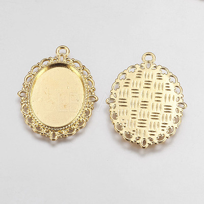 Zinc Alloy Pendant Settings for Cabochon & Rhinestone X-PALLOY-A15257-G-NR-1