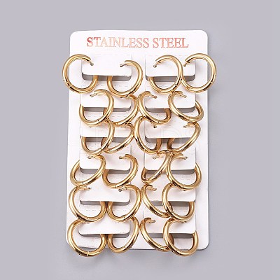 Ion Plating(IP) 304 Stainless Steel Huggie Hoop Earrings X-EJEW-O087-06A-1