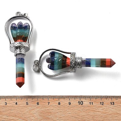 Chakra Natural Mixed Stone Pointed Big Pendants KK-H491-01P-01-1