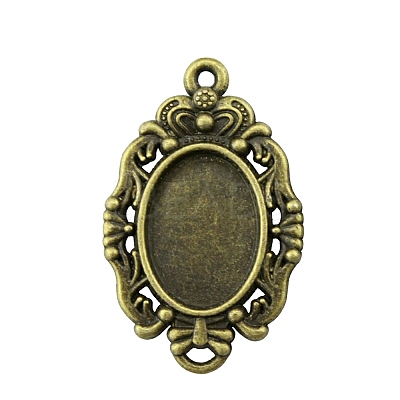 Tibetan Style Alloy Pendant Cabochon Settings PW-WG58EB0-01-1