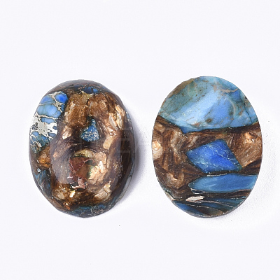 Assembled Synthetic Imperial Jasper and Bronzite Cabochons G-S329-080C-1