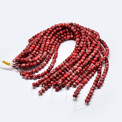 Natural Imperial Jasper Beads Strands X-G-I122-6mm-04-1