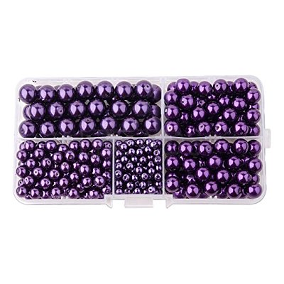 Eco-Friendly Dyed Glass Pearl Round Pearlized Bead HY-PH0003-RB099-B-1