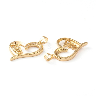 Brass Micro Pave Clear Cubic Zirconia Pendants ZIRC-J039-04G-1
