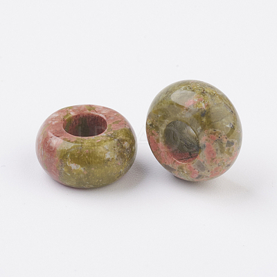 Natural Unakite European Beads X-G-G740-14x8mm-16-1