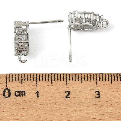 Teardrop Brass Micro Pave Clear Cubic Zirconia Stud Earring Findings KK-C107-13P-1