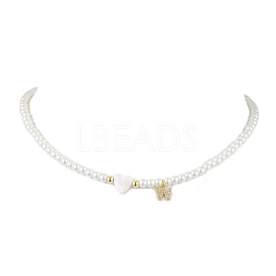 Brass Micro Pave Grade AAA Cubic Zirconia Letter Pendant Necklaces NJEW-JN04771-23-1