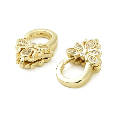 Insects Brass Micro Pave Clear Cubic Zirconia Lobster Claw Clasps KK-I354-01G-05-1