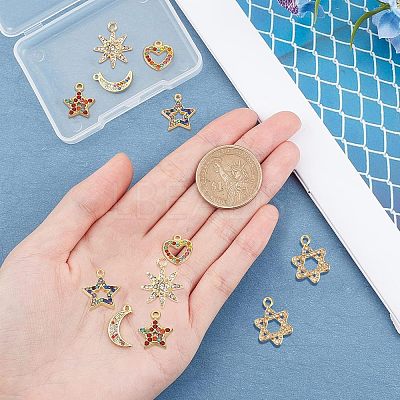 12Pcs 6 Style Alloy Rhinestone Pendants FIND-FH0002-72-1