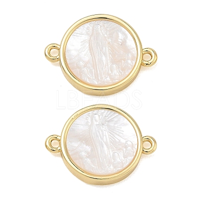 Rack Plating Brass & Natural White Shell Connector Charms SH-CBA6629-33G-1