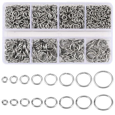 950Pcs 8 Styles PVD Vacuum Plating 304 Stainless Steel Open Jump Rings STAS-YW003-21-1