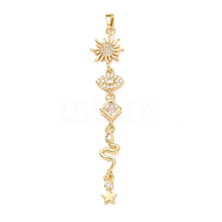 Tassel Brass Micro Pave Clear Cubic Zirconia Big Pendants LS-KK-L271-01G-11-1