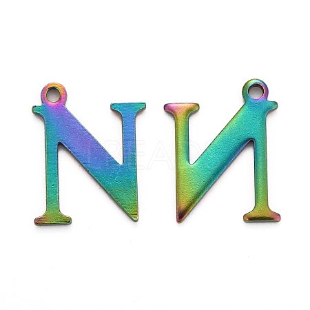 Ion Plating(IP) 304 Stainless Steel Alphabet Charms STAS-H122-N-M-1