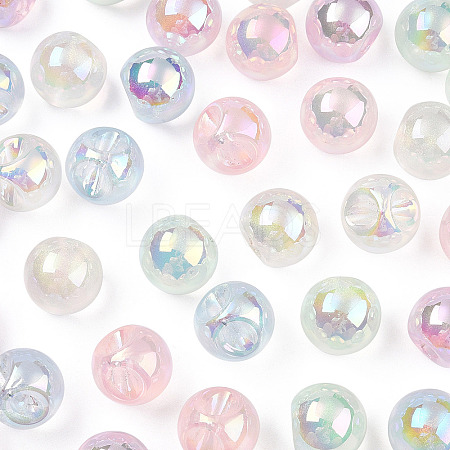 UV Plating Rainbow Iridescent Acrylic Beads X-OACR-P015-04B-1