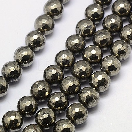 Natural Pyrite Beads Strands G-L031-12mm-03-1