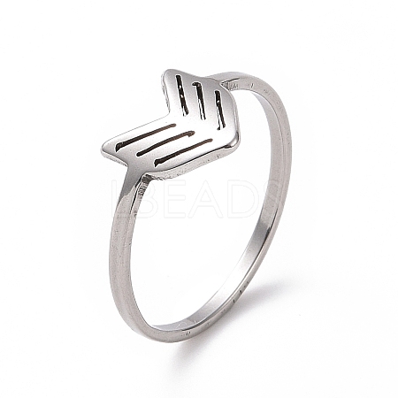 201 Stainless Steel Arrows Finger Ring for Women RJEW-J051-10P-1