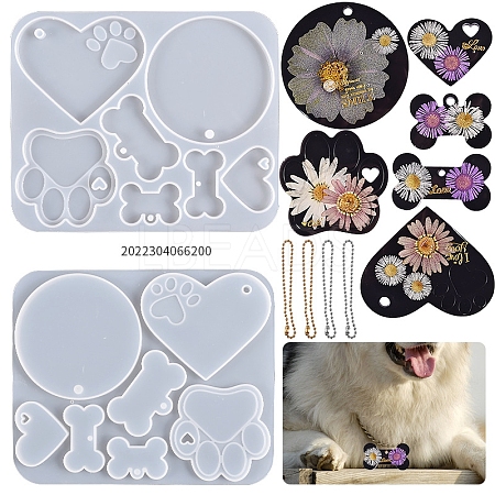 DIY Paw Print & Bone & Round & Heart Pendant Silicone Molds VALE-PW0001-082-1