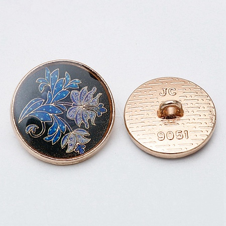 1-Hole Alloy Enamel Shank Button FIND-WH0116-52D-KCG-1