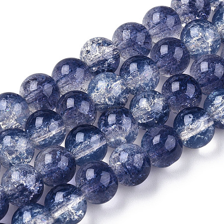 Transparent Crackle Baking Paint Glass Beads Strands X-DGLA-T003-01C-02-1