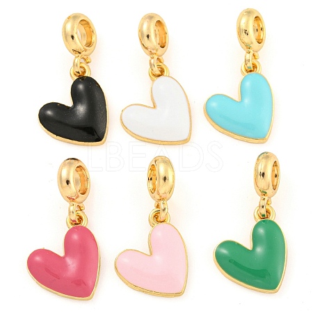 Rack Plating Alloy Enamel Heart European Dangle Charms FIND-B034-20G-1