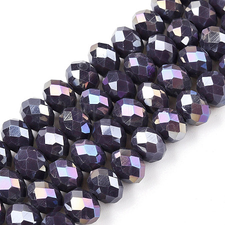 Electroplate Glass Beads Strands EGLA-A044-P8mm-B11-1
