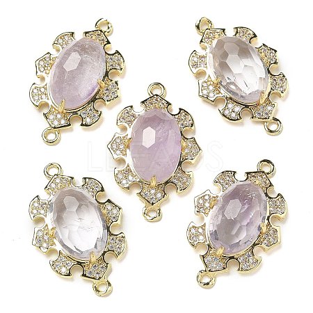 Natural Amethyst Faceted Oval Connector Charms G-G181-06G-04-1