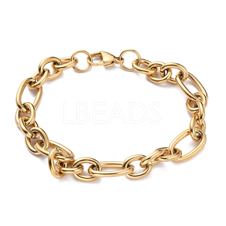 Ion Plating(IP) 304 Stainless Steel Figaro Chain Bracelets BJEW-E271-05G-1