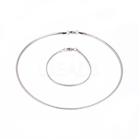 Tarnish Resistant 304 Stainless Steel Choker Necklaces and Bangles Jewelry Sets SJEW-L144-A03-P-1