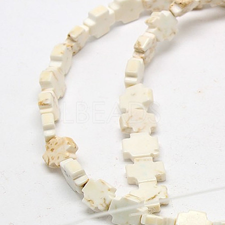Geark Cross Natural Magnesite Beads Strands G-N0131-04B-1
