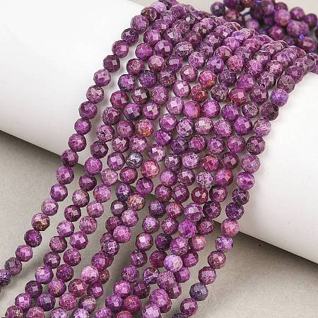 Heated Natural Sugilite Beads Strands G-B193-B03-4mm-1