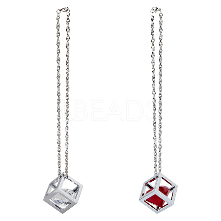 DICOSMETIC 2 Sets 2 Colors Bling Diamond Cube Car Rear View Mirror Charms HJEW-DC0001-06-1