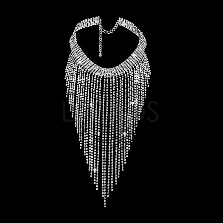 Fingerinspire 1Pc Iron Rhinestone Tennis Chains Bib Necklace NJEW-FG0001-11B-1