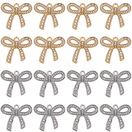 24Pcs 2 Colors Alloy Rhinestone Pendants ALRI-SC0001-46-1
