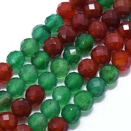 Natural Carnelian & Dyed & Heated Green Onyx Agate Beads Strands G-G106-C10-05-1