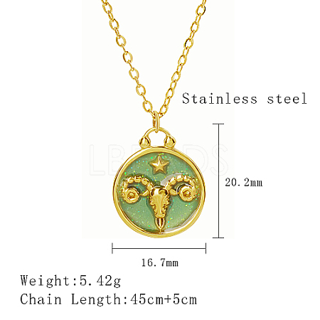 304 Stainless Steel Enamel Constellation Pendant Necklaces DJ0261-2-1-1