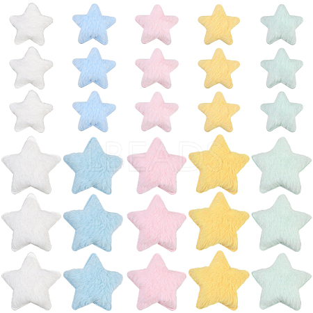 50Pcs 10 Colors Single Face Wool Fibre Cabochons FIND-SC0020-32-1