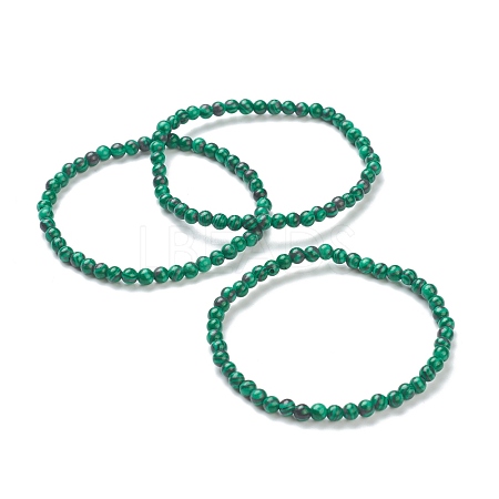 Synthetic Malachite Beaded Stretch Bracelets BJEW-D446-A-16-1