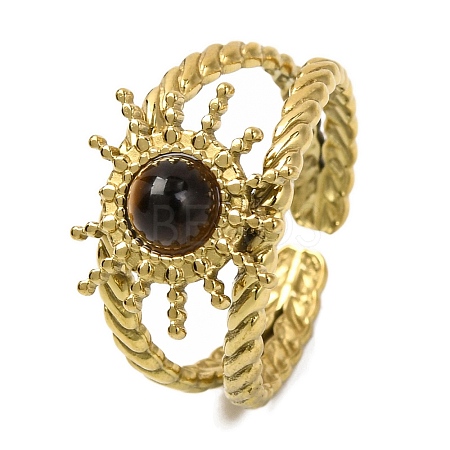 Natural Tiger Eye Finger Rings RJEW-Q822-56G-01-1