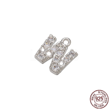 Real Platinum Plated Rhodium Plated 925 Sterling Silver Micro Pave Clear Cubic Zirconia Charms STER-P054-10P-W-1