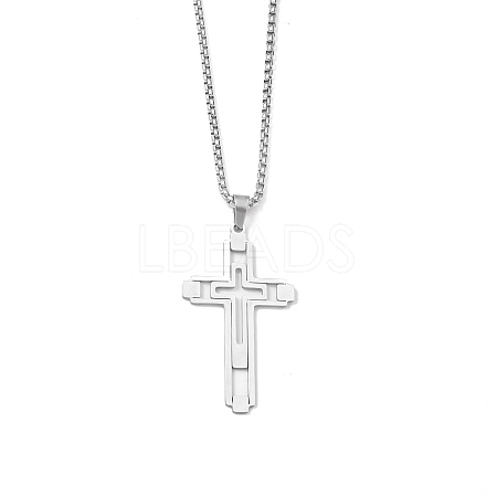 201 Stainless Steel Pendant Necklaces for Man NJEW-Q336-03B-P-1