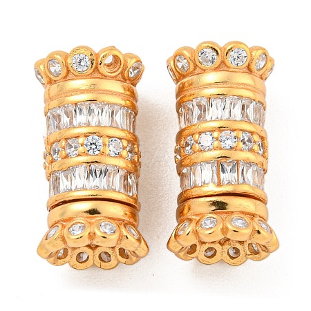 925 Sterling Silver Micro Pave Cubic Zirconia Screw Clasps STER-U001-05A-G-1