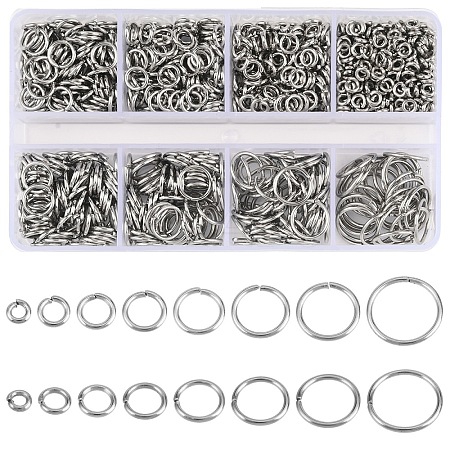 950Pcs 8 Styles PVD Vacuum Plating 304 Stainless Steel Open Jump Rings STAS-YW003-21-1