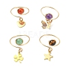 4Pcs 4 Style Natural Mixed Gemstone Open Cuff Rings Set RJEW-TA00078-1