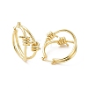 Brass Thorns Beaded Hoop Earrings for Women EJEW-F303-09G-2
